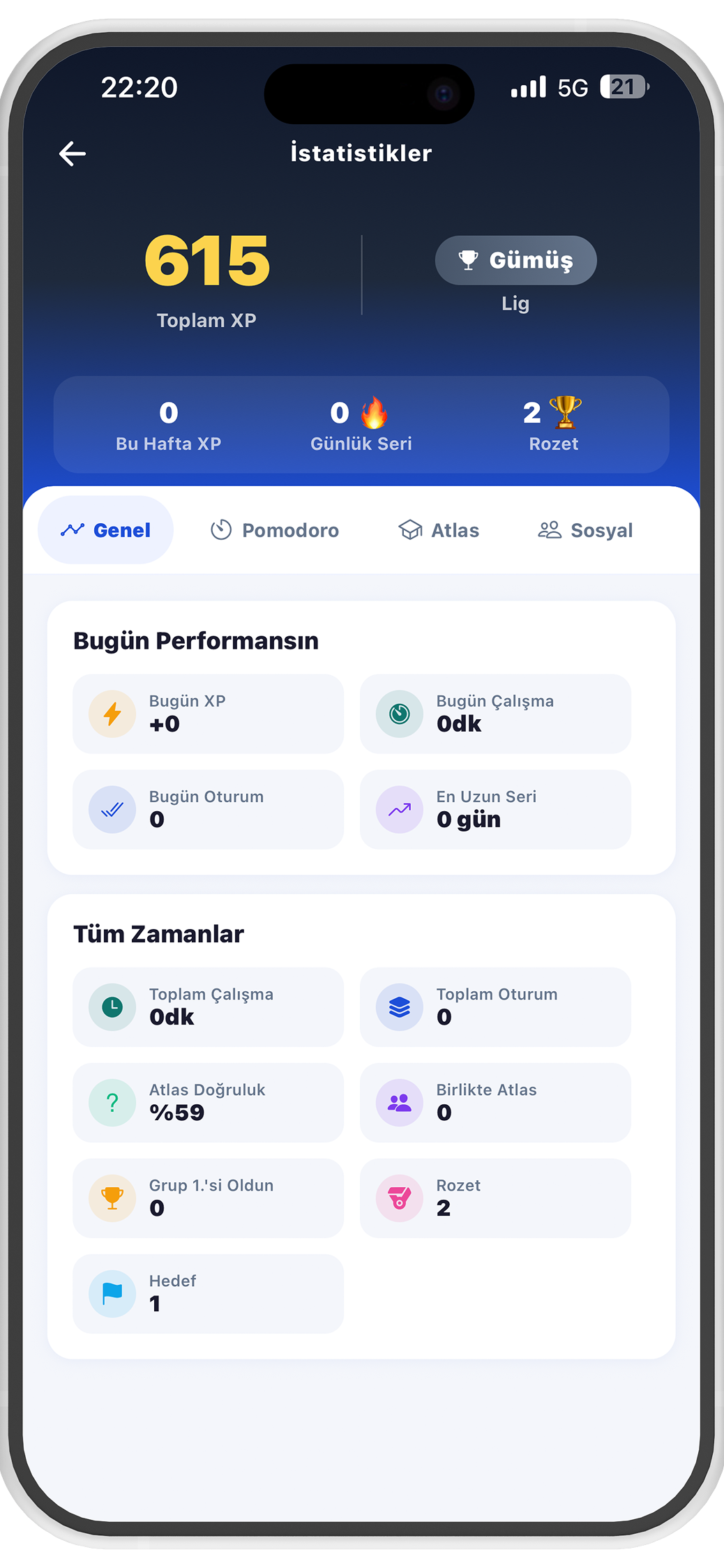 Stats and progress screen